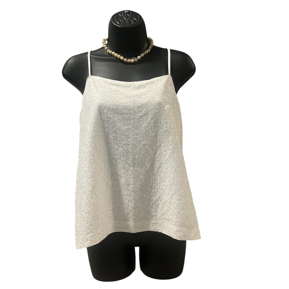 Loft Sequin Spaghetti Strap Flowy Lined Cami Tank Top